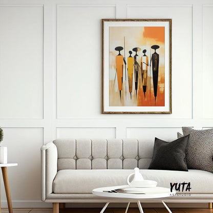 Minimalist african wall art print. Modern abstract figures extra large poster, african ethnic room decor, home gift idea