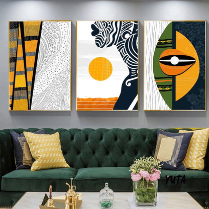 Contemporary African American Art Set of 3 Prints. Three Peace Modern Abstract Art. Black Woman Portrait.