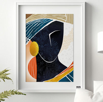 Modern African American Art Print. Black Woman Portrait. Contemporary African Wall Art. Abstract African Art Painting. Minimalist Poster