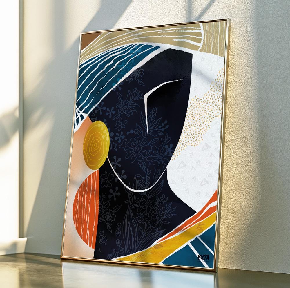 Modern African American Art Print. Black Woman Portrait. Contemporary African Wall Art. Abstract African Art Painting. Minimalist Poster