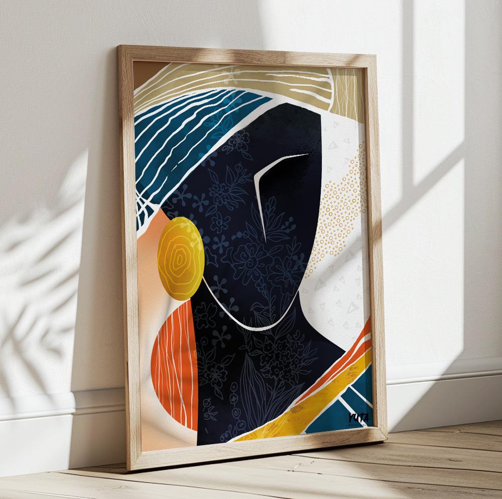 Modern African American Art Print. Black Woman Portrait. Contemporary African Wall Art. Abstract African Art Painting. Minimalist Poster