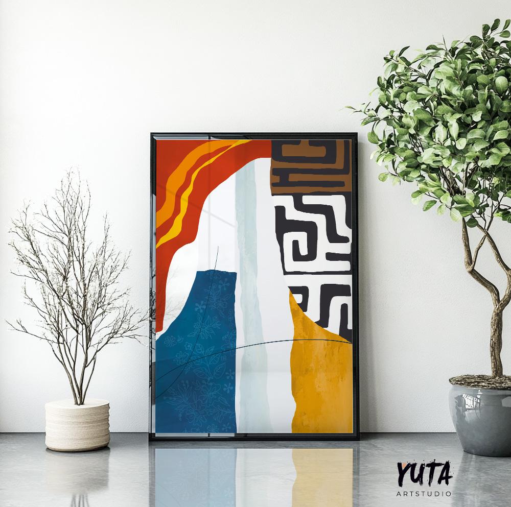Modern Abstract African Art Print. Colorfull Simple Livingroom African Wall Art. Minimalist Ethnic Pattern Poster