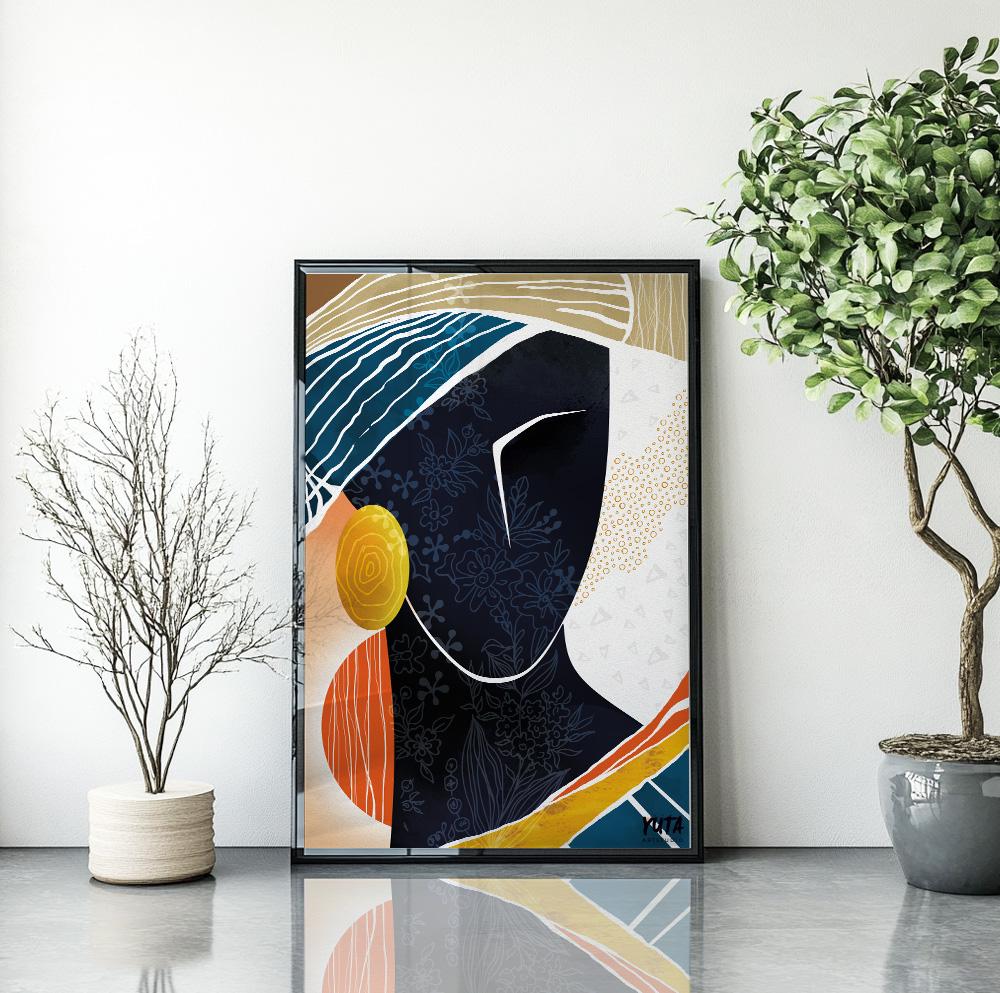 Modern African American Art Print. Black Woman Portrait. Contemporary African Wall Art. Abstract African Art Painting. Minimalist Poster