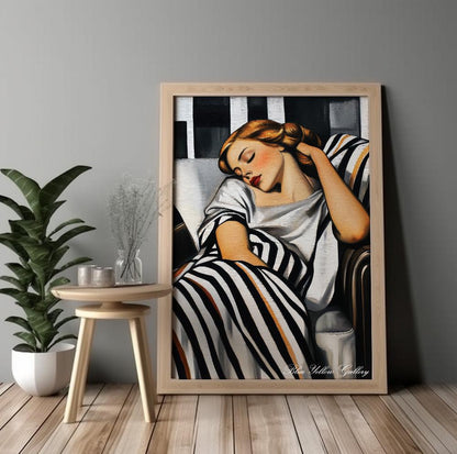 Mid Century Woman Wall Art Print, Abstract Female Figurative Art, People Painting, Vintage Poster Style Living Room Decor, Art Deco Print