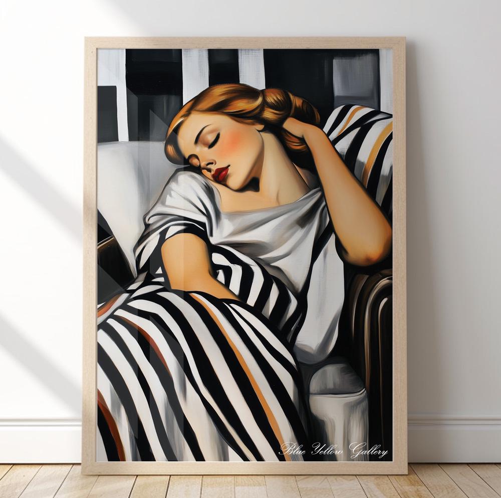 Mid Century Woman Wall Art Print, Abstract Female Figurative Art, People Painting, Vintage Poster Style Living Room Decor, Art Deco Print
