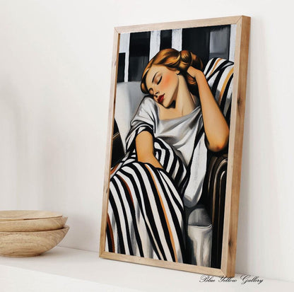 Mid Century Woman Wall Art Print, Abstract Female Figurative Art, People Painting, Vintage Poster Style Living Room Decor, Art Deco Print
