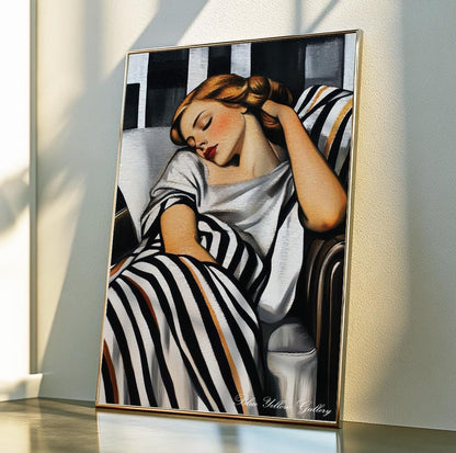 Mid Century Woman Wall Art Print, Abstract Female Figurative Art, People Painting, Vintage Poster Style Living Room Decor, Art Deco Print