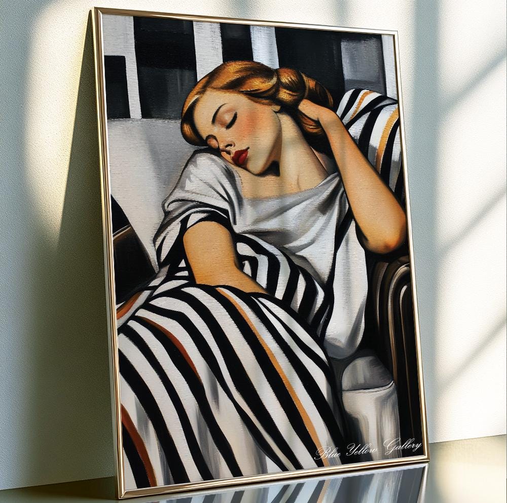 Mid Century Woman Wall Art Print, Abstract Female Figurative Art, People Painting, Vintage Poster Style Living Room Decor, Art Deco Print