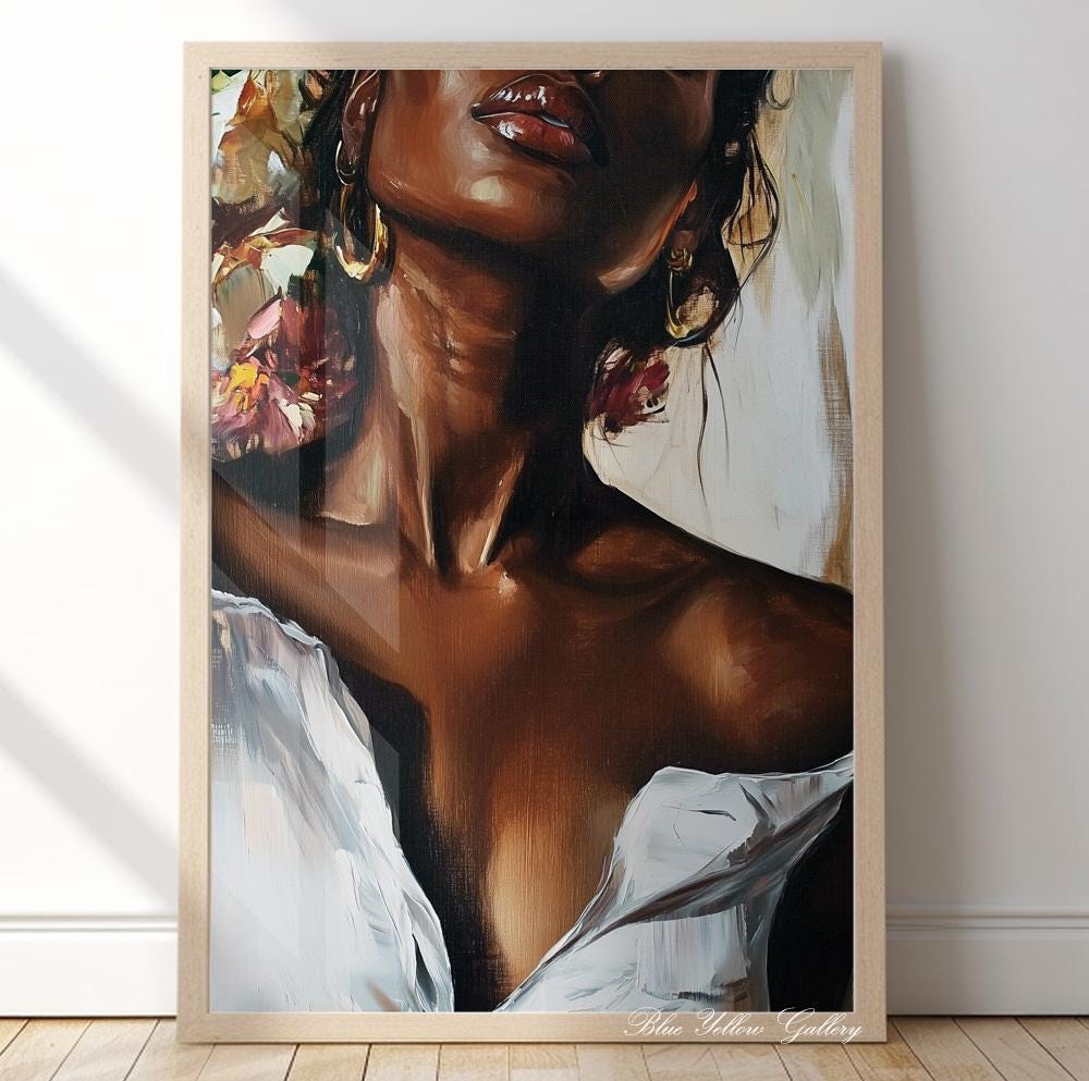 Modern abstract art print of a Black woman – Afrocentric decor for contemporary interiors.