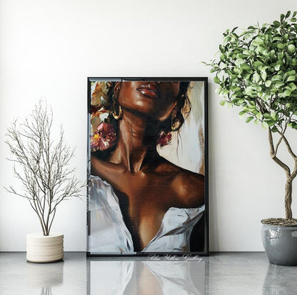 Black female portrait art – perfect for adding culture and beauty to modern home spaces.