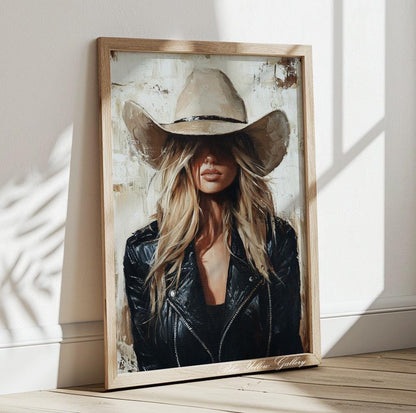 Abstract Western cowgirl print – perfect for boho, ranch, or coastal-themed wall decor.