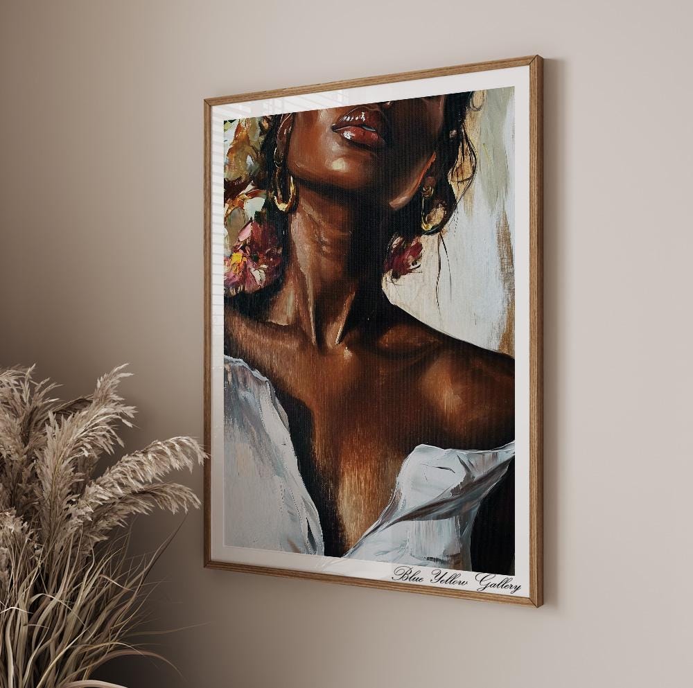 African American woman art – minimalist print featuring Black female figure in bold tones.