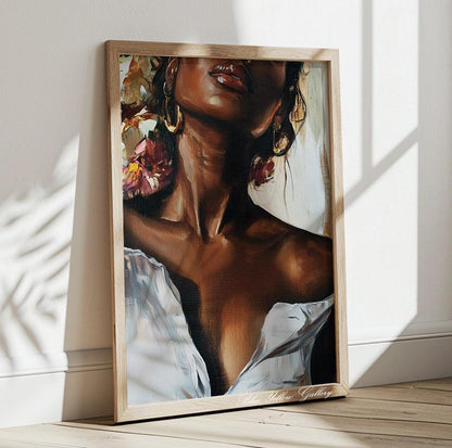Minimalist Black woman wall print – empowering and artistic Afrocentric room accent.