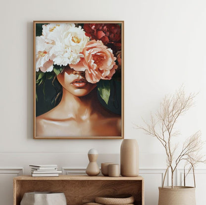 Modern Black girl art print – abstract African American portrait for bold and stylish wall decor.