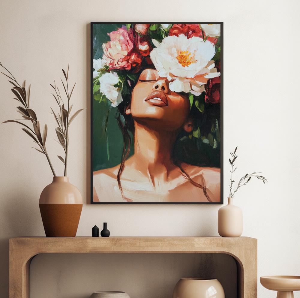 Modern Black girl art print – abstract African American portrait for bold and stylish wall decor.