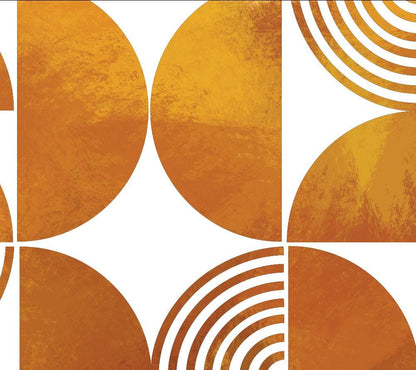 Terracotta and mustard Bauhaus print with geometric half circles and textured finish