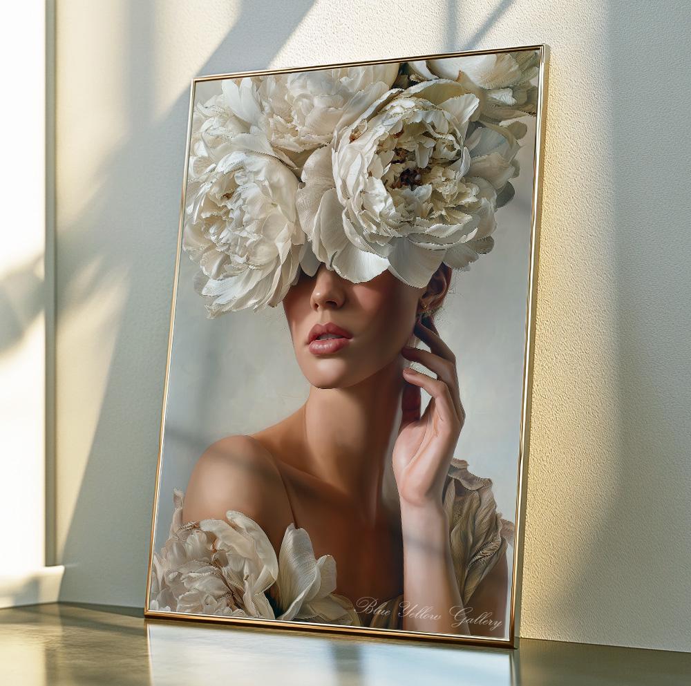 Сontemporary botanical portrait wall art for bedroom or dressing room.