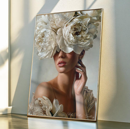 Сontemporary botanical portrait wall art for bedroom or dressing room.
