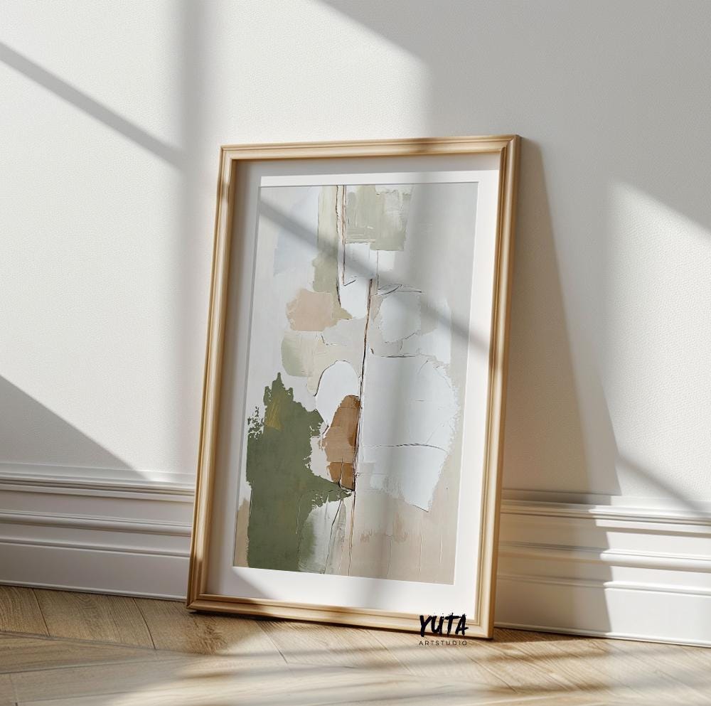 Minimalist abstract print, neutral modern wall art.
