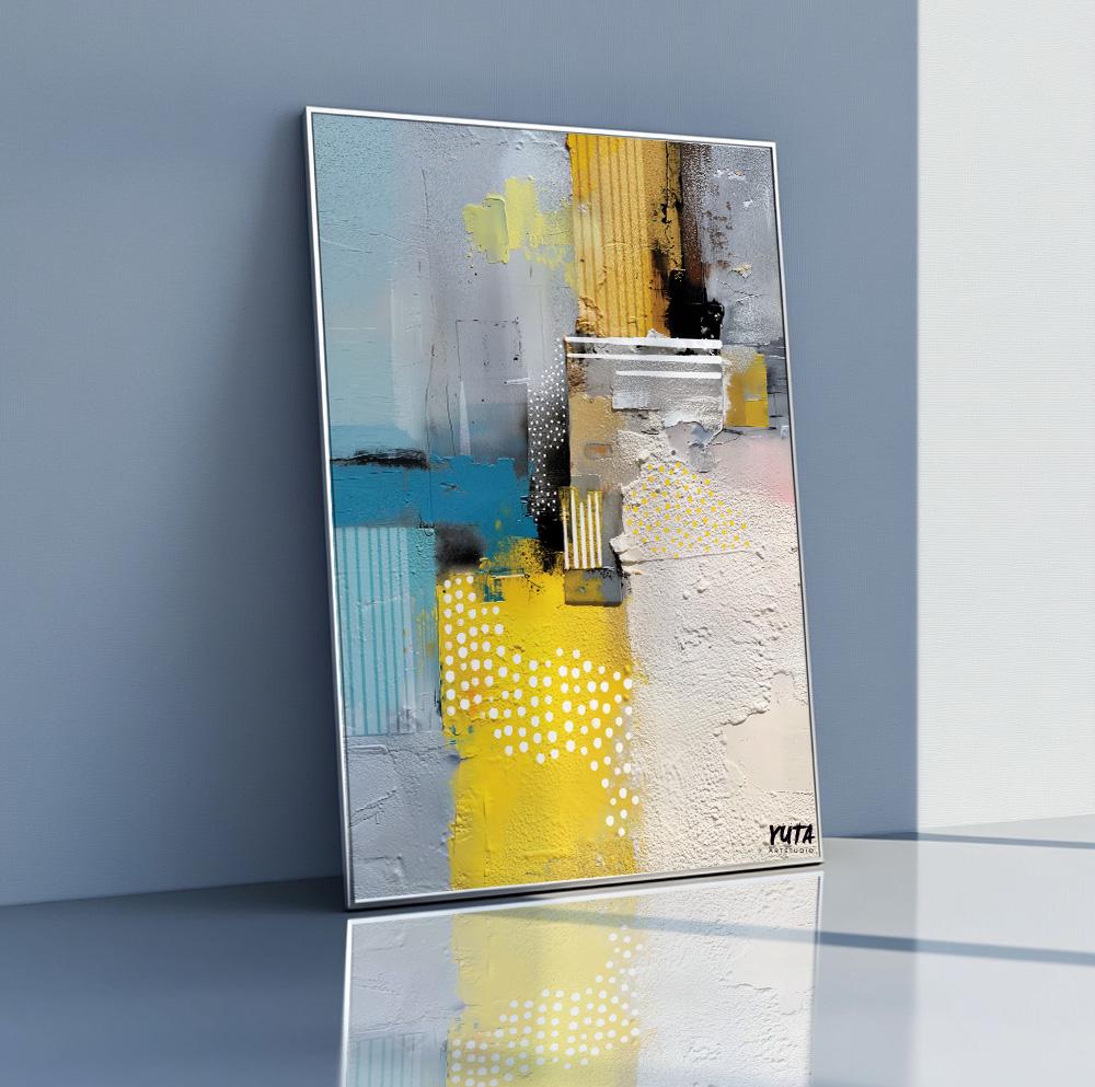 Contemporary abstract canvas art with mixed media feel and modern style