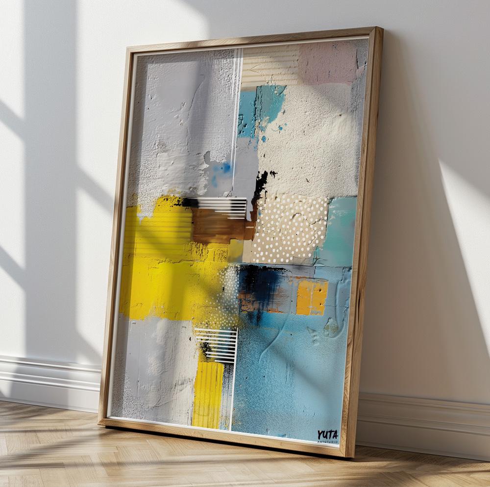 Contemporary abstract canvas art with mixed media feel and modern style