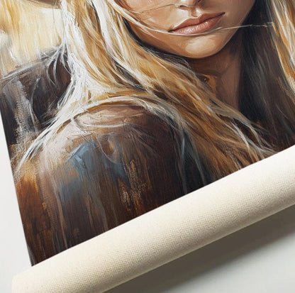 Modern Neutral Western Cowgirl Wall Art Print. Abstract People Art, Wild West Wall Art, Female Portrait