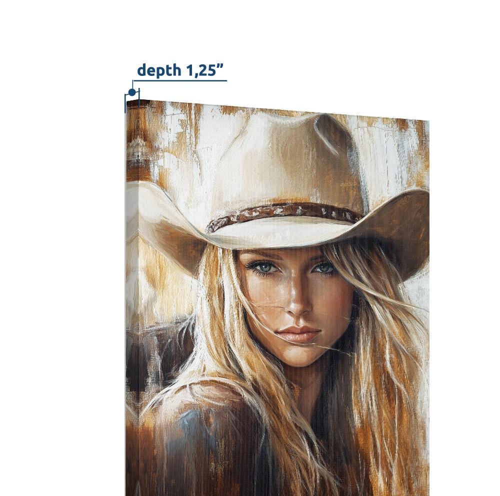 Modern Neutral Western Cowgirl Wall Art Print. Abstract People Art, Wild West Wall Art, Female Portrait