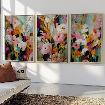 Abstract flower art prints in modern painterly style