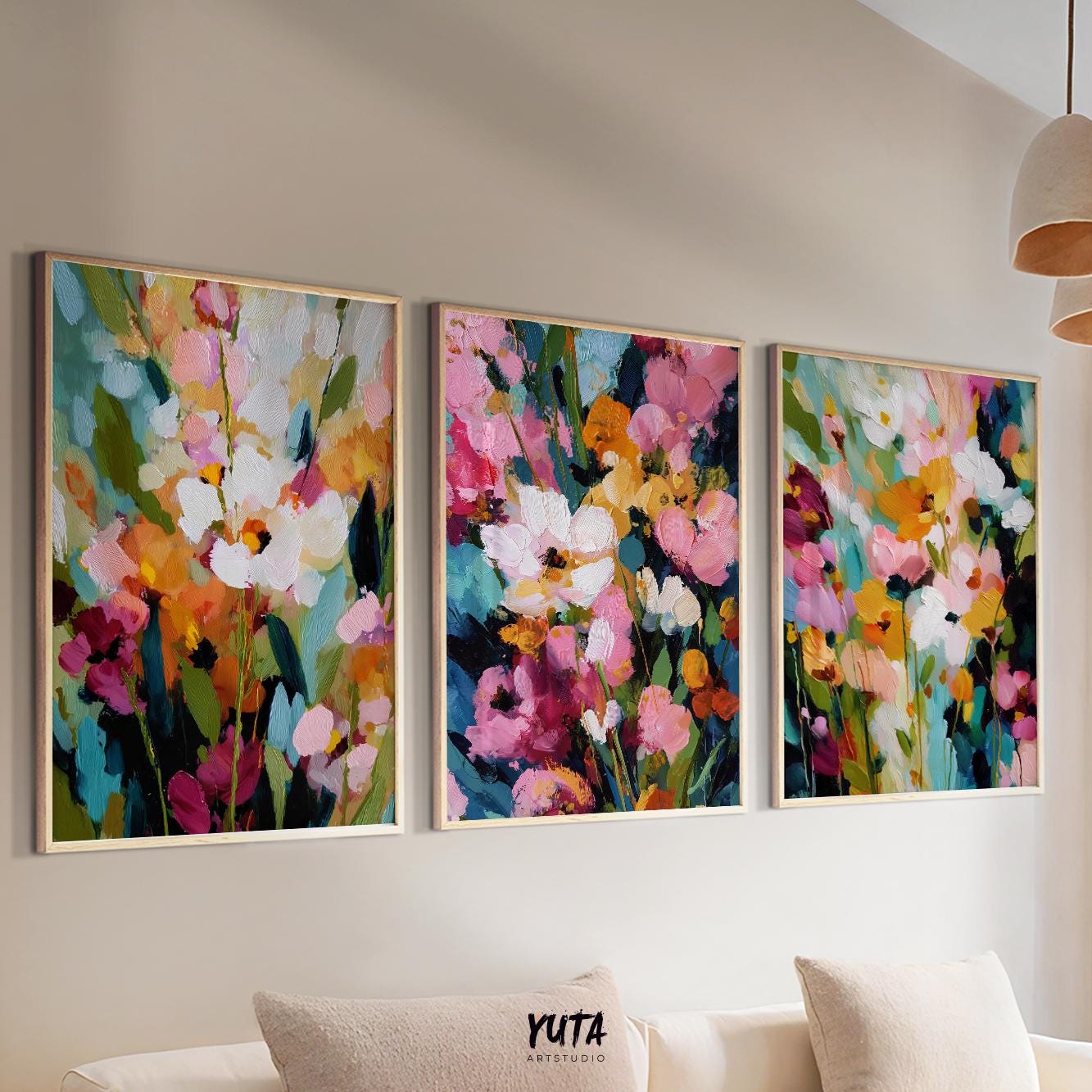 Contemporary botanical artwork with layered petals and painterly texture