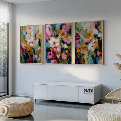 Modern floral abstract artwork with artistic brushstroke details
