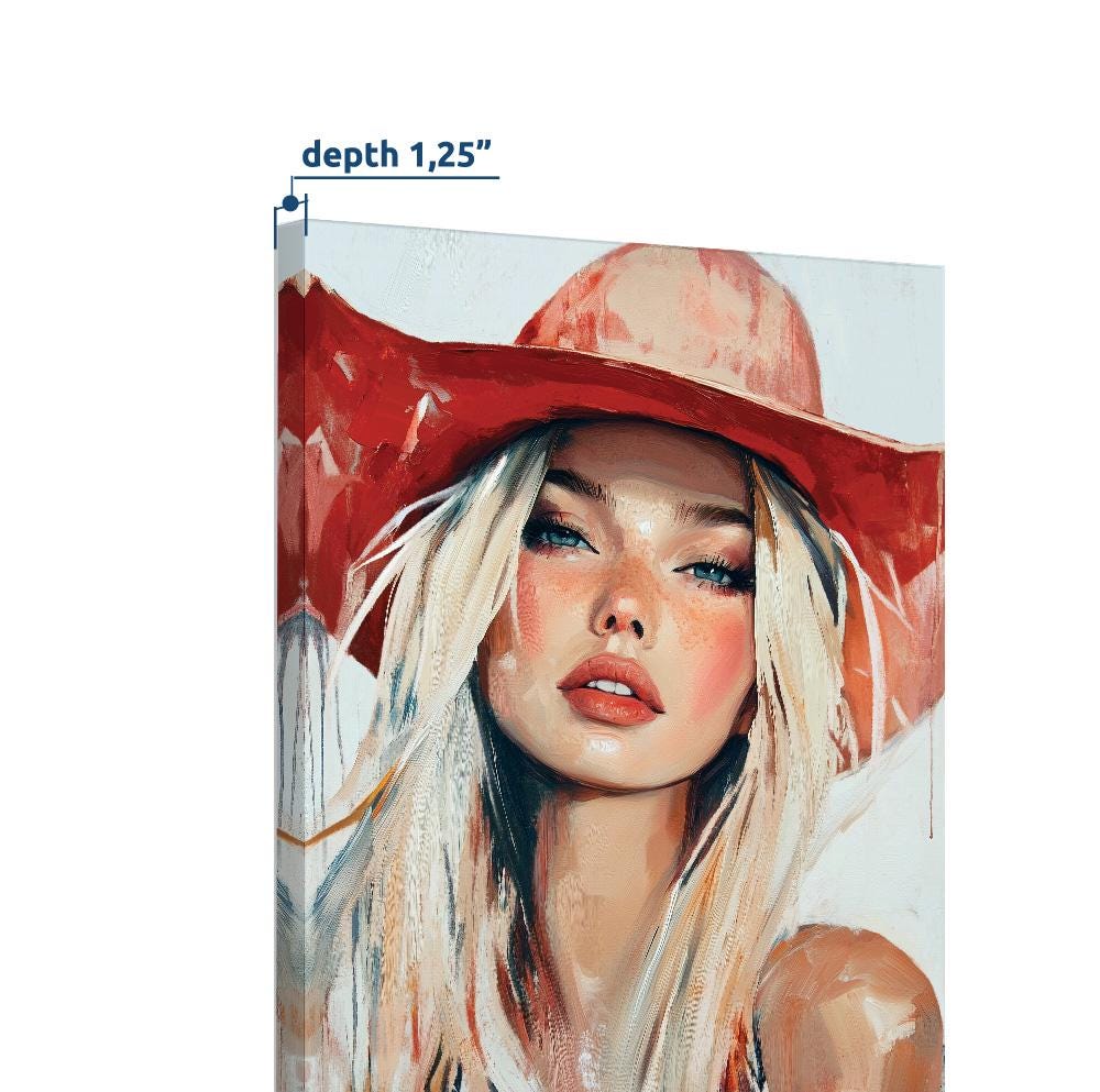 Cowgirl Wall Art, Modern Western Female Print. Coastal Woman in a Red Hat Figurative Art, Rustic Farmhouse Decor, Western Art Print