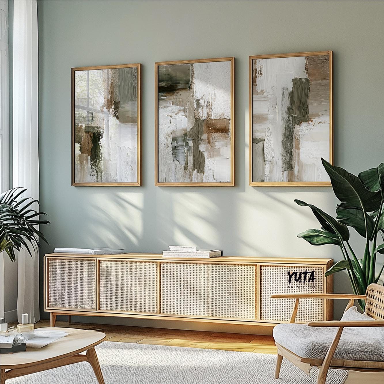 Abstract wall art set with minimalist neutral palette