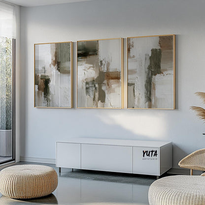 Modern textured abstract print in soft earth tones