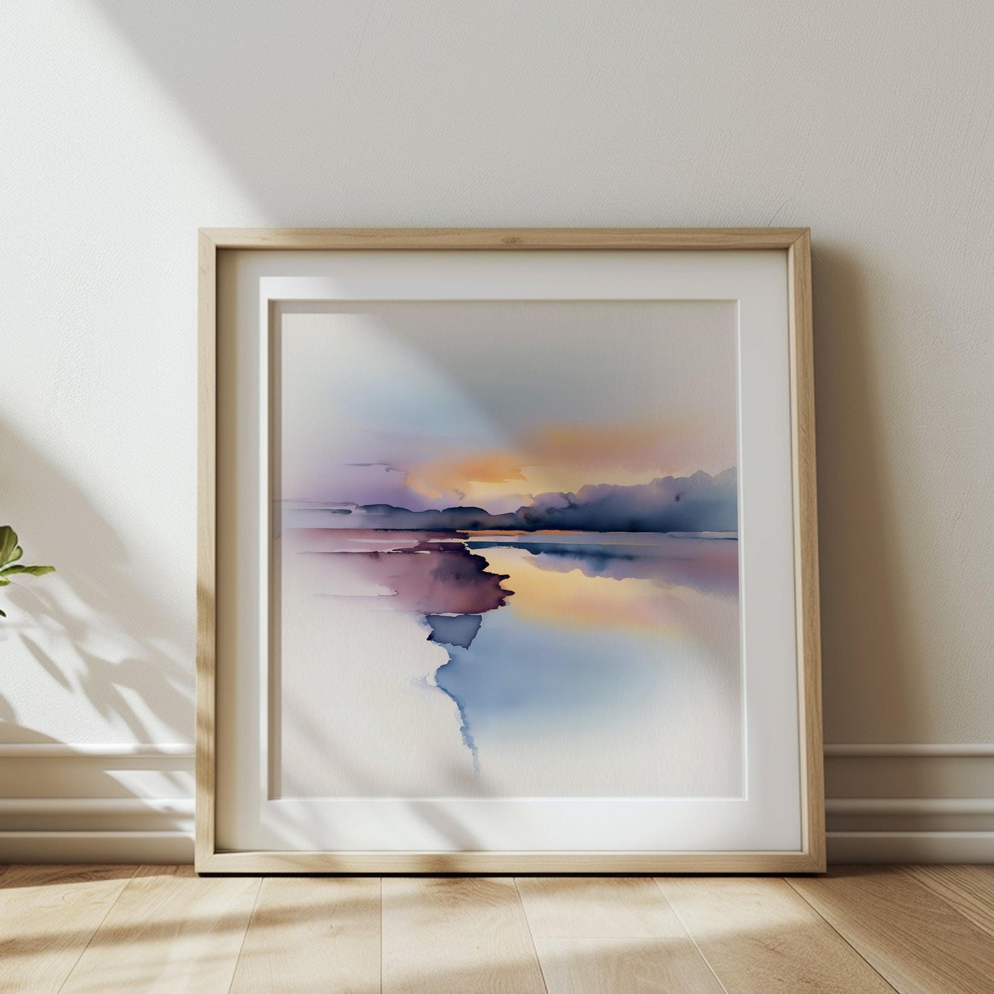 Minimalist watercolor landscape with gentle color transitions