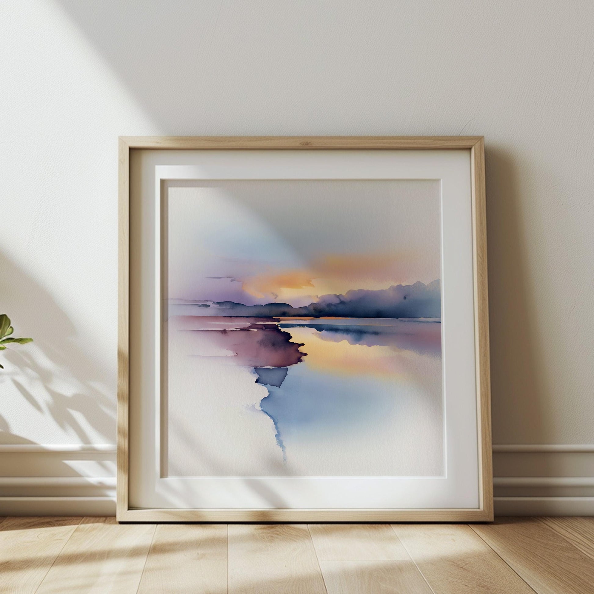Minimalist watercolor landscape with gentle color transitions