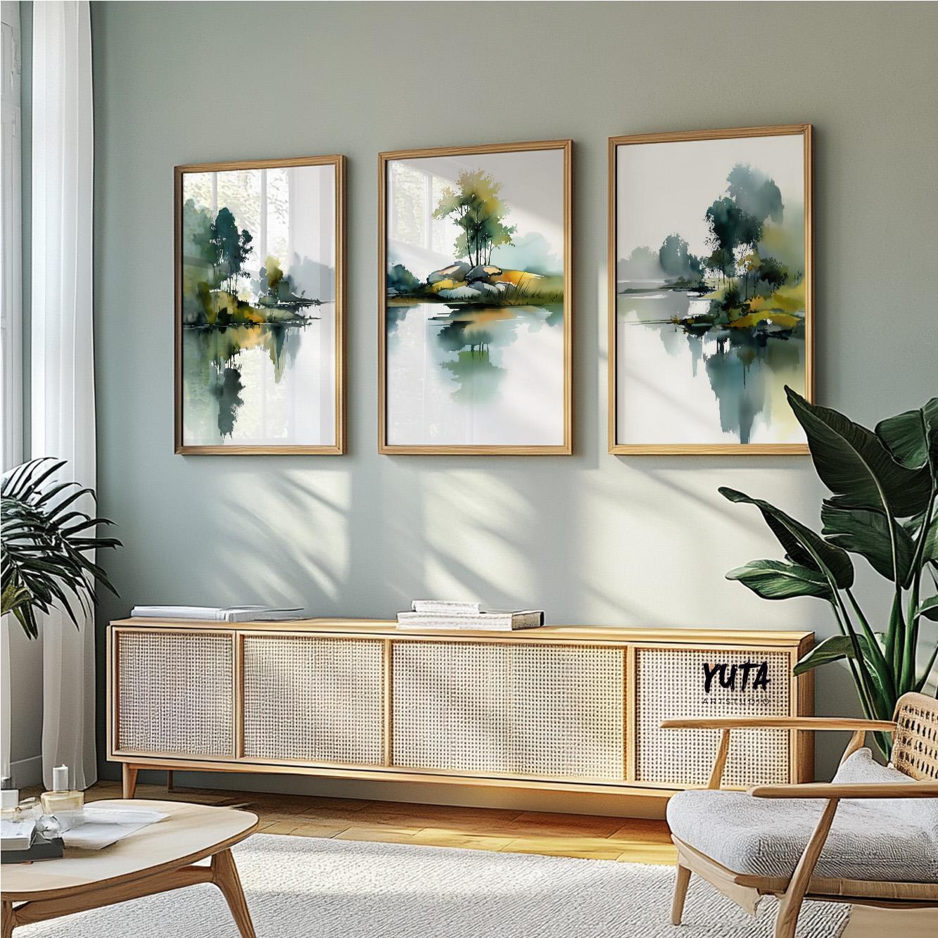 Contemporary watercolor artwork with layered washes and gentle color flow