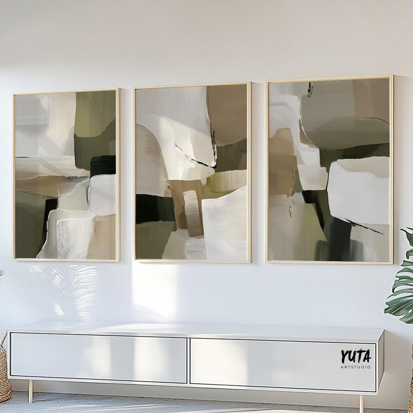 Abstract modern artwork with layered neutral color composition