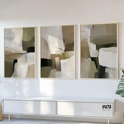 Abstract modern artwork with layered neutral color composition