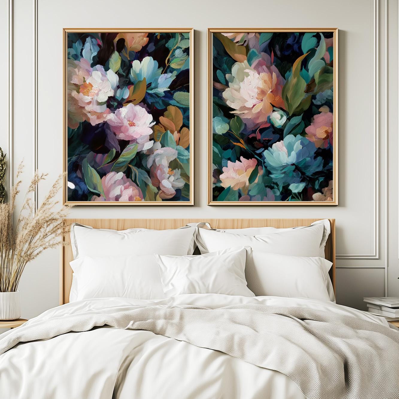 Abstract flower art with dramatic contrast and textured brushwork