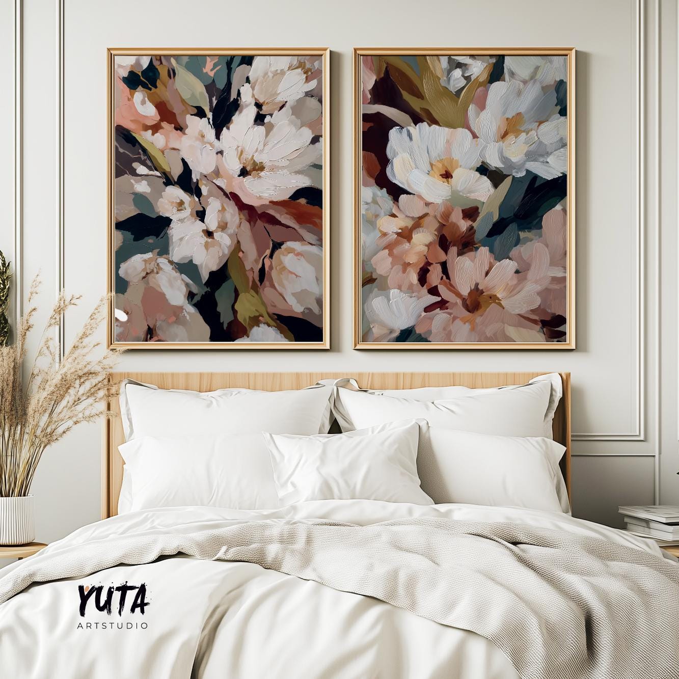 beige terracotta floral wall decor modern botanical art