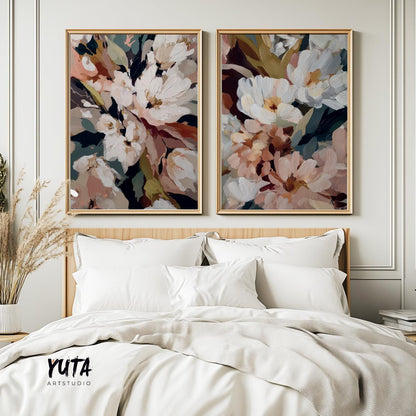 beige terracotta floral wall decor modern botanical art