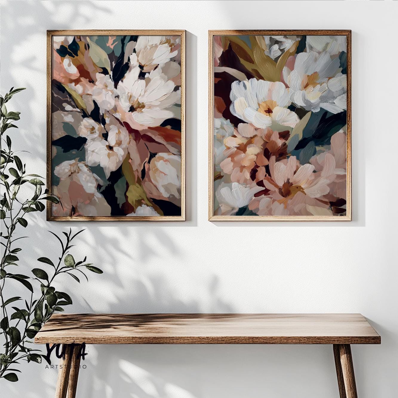 abstract flower painting set minimalist boho wall art