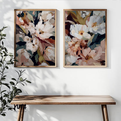 abstract flower painting set minimalist boho wall art