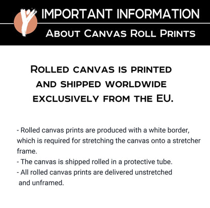 Rolled canvas print shipping details highlighting white borders and protective tube packaging.