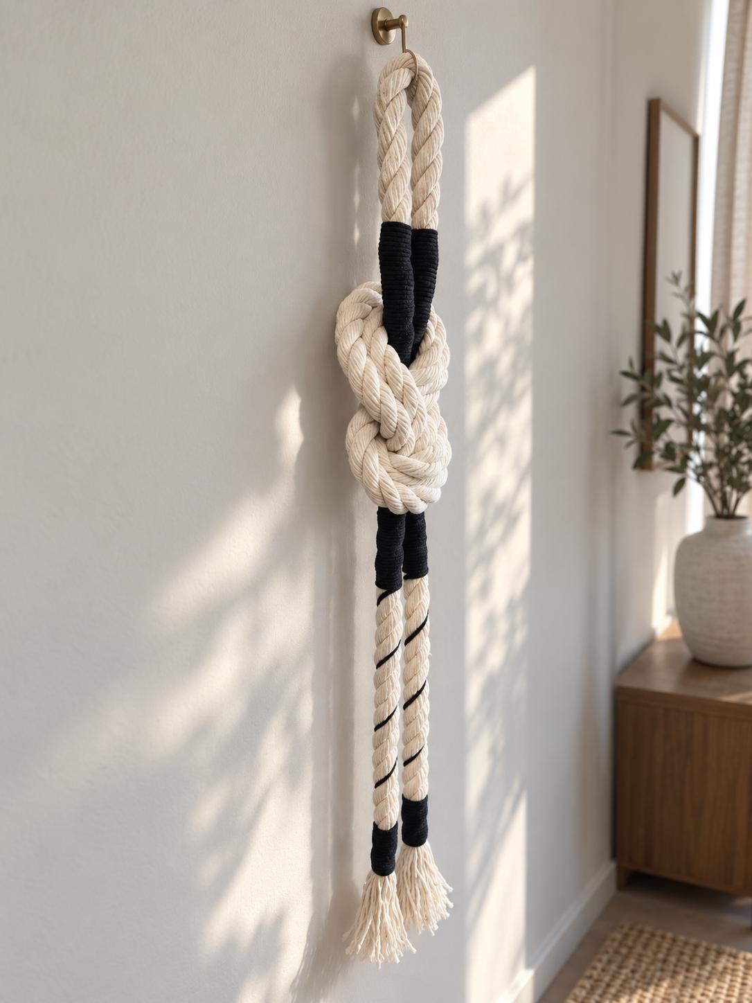 Vertical rope knot wall decor for entryway living room or bedroom