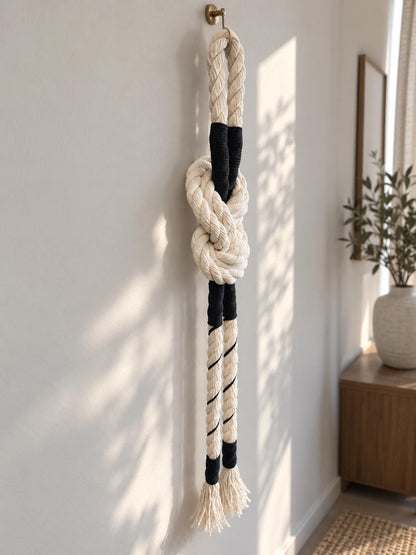 Vertical rope knot wall decor for entryway living room or bedroom