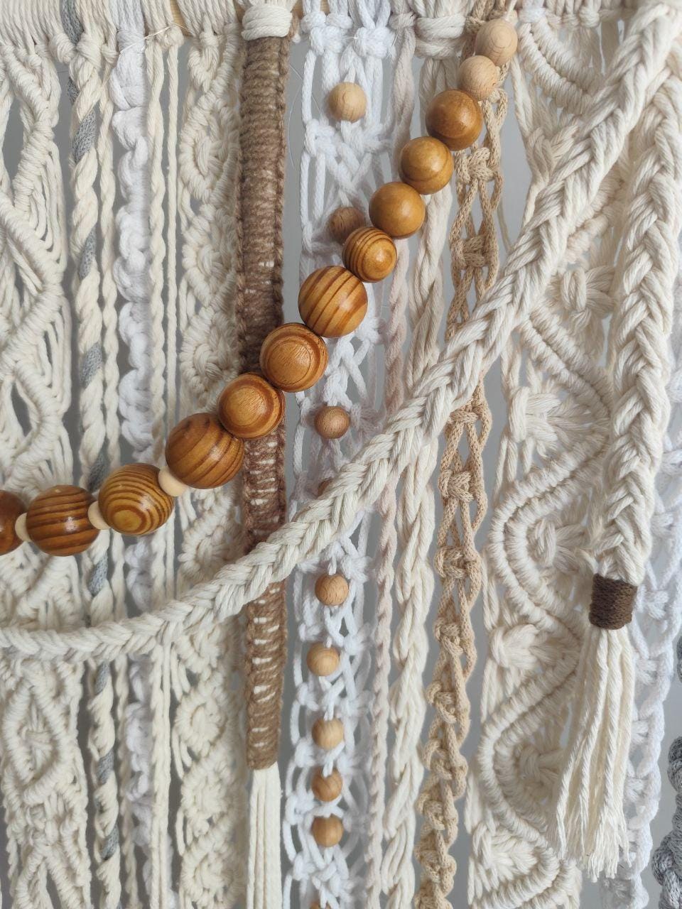 Large Macrame Wall Hanging, Neutral Macrame Wall Art, Fiber Art Wall Hanging, Woven Wall Decor, Boho Statement Wall Art