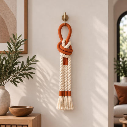 Handmade orange and cream wall accent for living room bedroom or entryway