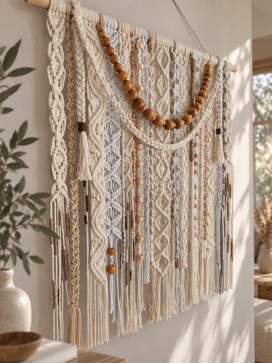 Large Macrame Wall Hanging, Neutral Macrame Wall Art, Fiber Art Wall Hanging, Woven Wall Decor, Boho Statement Wall Art