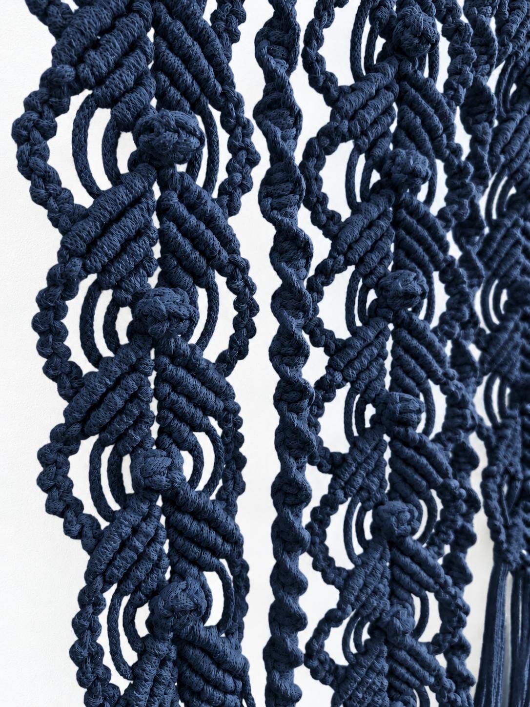 Navy Blue Macrame Wall Hanging, Sculptural Wall Art, Textured Fiber Art, Modern Boho Wall Decor